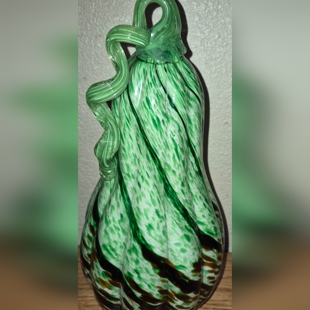 Colorful Decorative Hand Blown Glass Butternut Squash Vegetable 11.5 Inches Tall